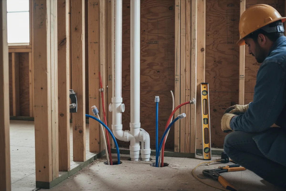 Drain and supply rough-in during Drain Cleaning in Hoffman